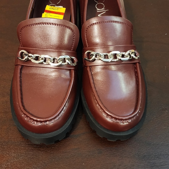 Calvin Klein Marshela Casual Lug Sole Chain Loafers, Dark Wine, Size 9 - Picture 8 of 9